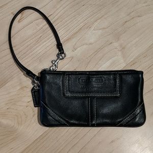 Coach black leather wristlet wallet pouch